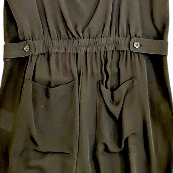 Theory 100% silk Black Jumpsuit jogger cuffs spaghetti straps front pockets sz 4 - Picture 6 of 11